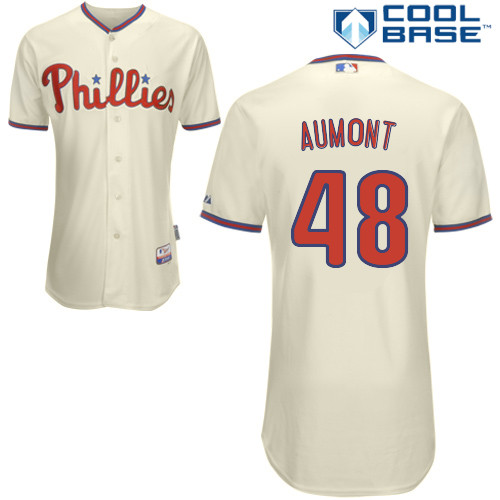 Phillippe Aumont #48 Youth Baseball Jersey-Philadelphia Phillies Authentic Alternate White Cool Base Home MLB Jersey